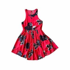 Free People Red Floral Mini Dress - Size 2